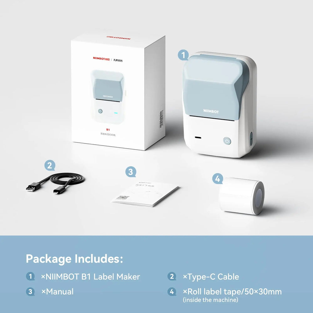 Niimbot B1 Portable Thermal Label Printer Wireless Sticker Printer For Home Adhesive Label Maker Compatible With iOS & Android