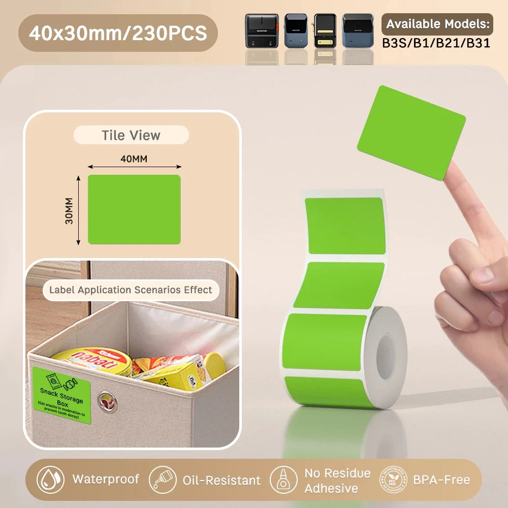 NIIMBOT B21/B203/B3S Colored Label Machine Printing Paper Self Adhesive Label Waterproof Oil Resistant Tear Resistant Label