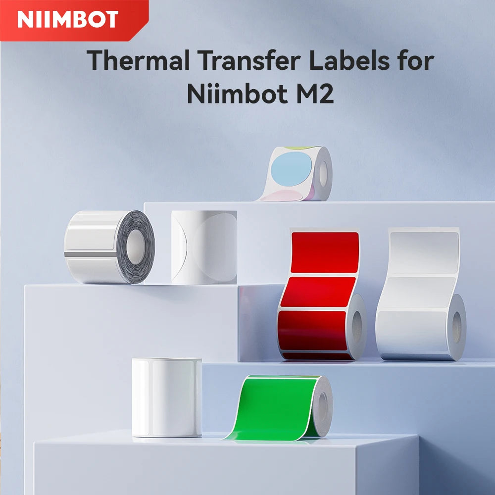 Thermal Transfer Labels for Niimbot M2/M3 Printer Thermal Transfer Ribbon Home Office 20-50mm Width Label Paper Sticker