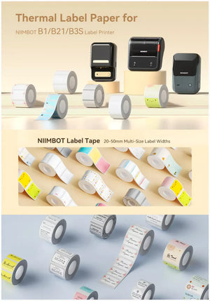 NIIMBOT B21/B203/B3S Colored Label Machine Printing Paper Self Adhesive Label Waterproof Oil Resistant Tear Resistant Label