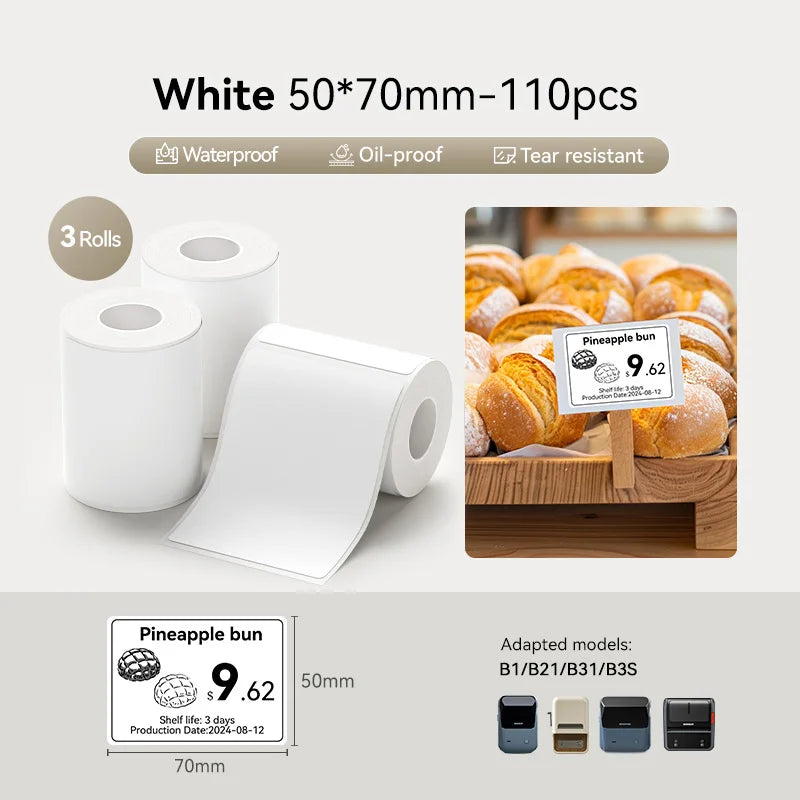 NIIMBOT Thermal Sticker Label Paper for B1 B21 B3S B31 Waterproof Marking Label Price Tag Adhesive Tape Price-tag Sticker