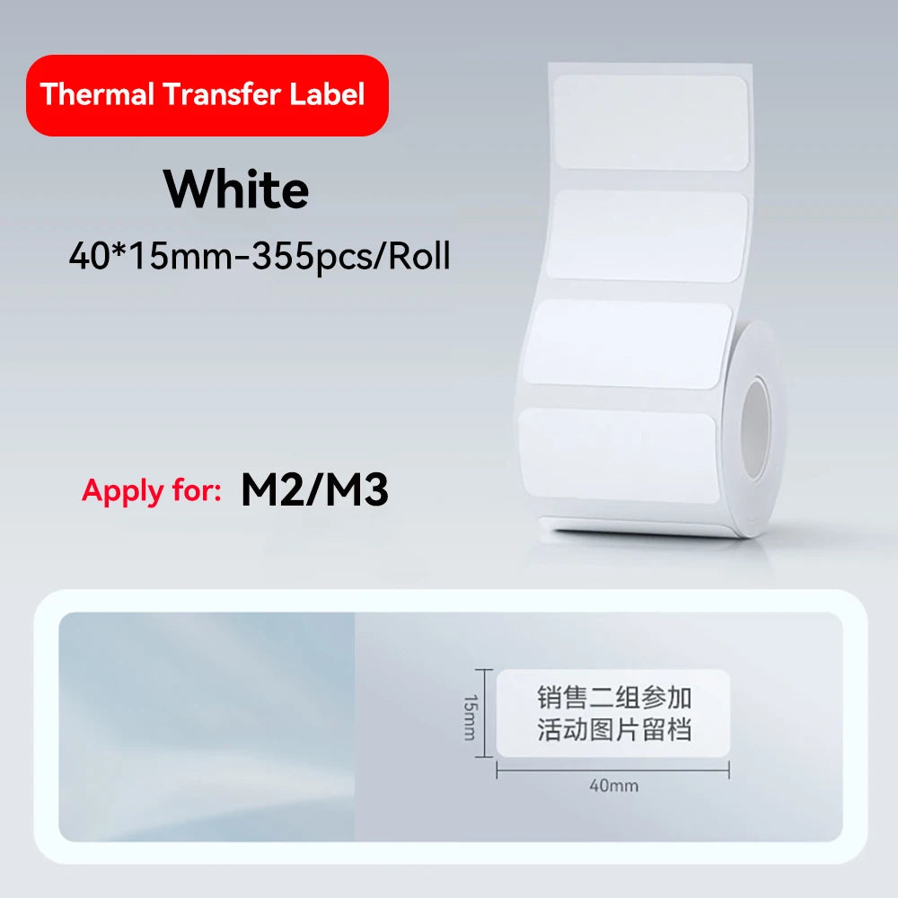 Thermal Transfer Labels for Niimbot M2/M3 Printer Thermal Transfer Ribbon Home Office 20-50mm Width Label Paper Sticker