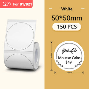 Niimbot Round White Color Label Sticker Paper Rolls for Adhesive Mini Mobile Label Maker B1 B21 Printer Different Size Papers