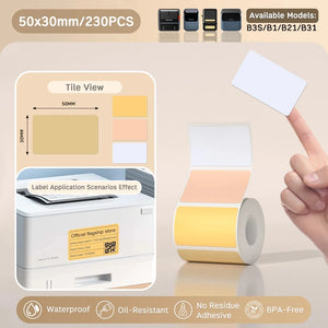 NIIMBOT B21/B203/B3S Label Machine Printing Paper Self Adhesive Label Waterproof Oil Resistant Tear Resistant Label