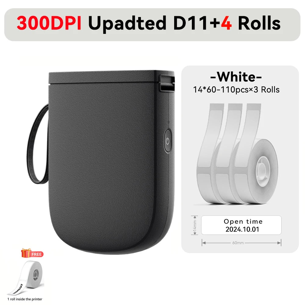 Niimbot Upgraded D11 Mini Thermal Printer 300 DPI Wireless Self-Adhesive Label Maker Inkless Pocket Barcode Name Tag  Labeller