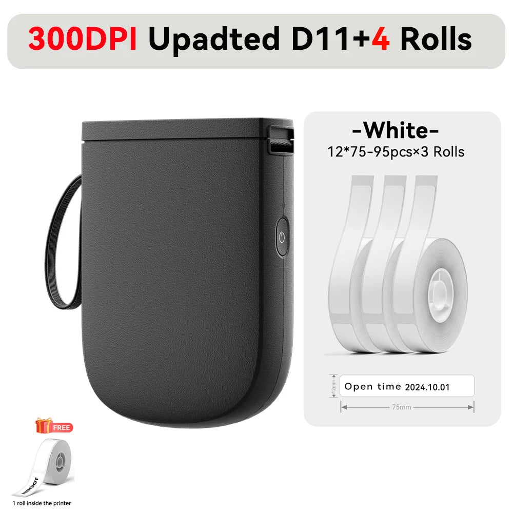 Niimbot Upgraded D11 Mini Thermal Printer 300 DPI Wireless Self-Adhesive Label Maker Inkless Pocket Barcode Name Tag  Labeller
