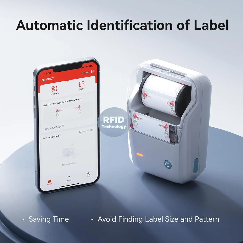 NIIMBOT B1 Portable Thermal Printer With Tapes 2 Inch Adhesive Label Machine Mini Bluetooth Sticker Maker Waterproof Labels Roll