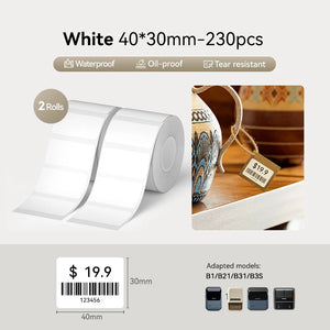 NIIMBOT Thermal Sticker Label Paper for B1 B21 B3S B31 Waterproof Marking Label Price Tag Adhesive Tape Price-tag Sticker