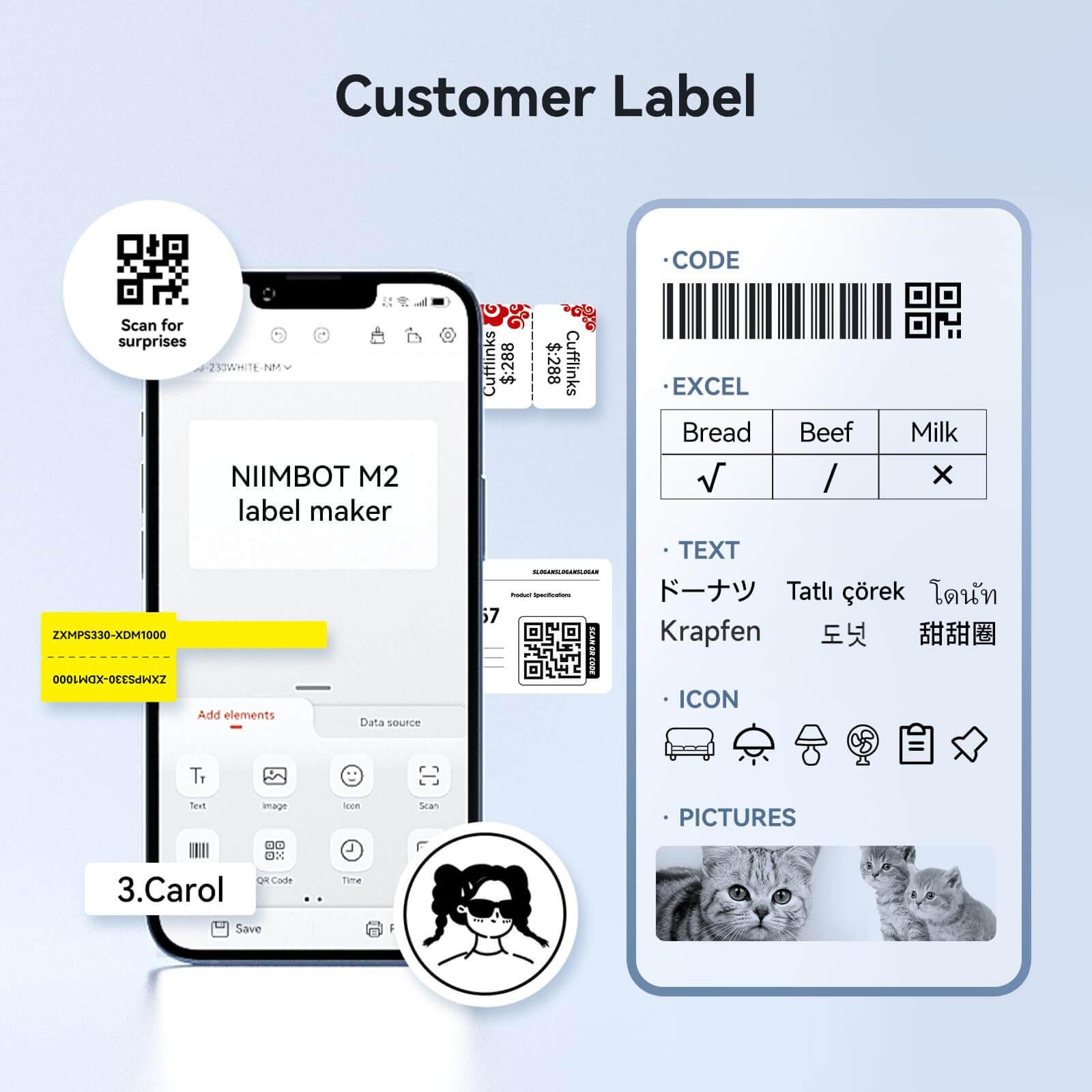 Thermal Transfer Label Printer Labels for M2, M3-6