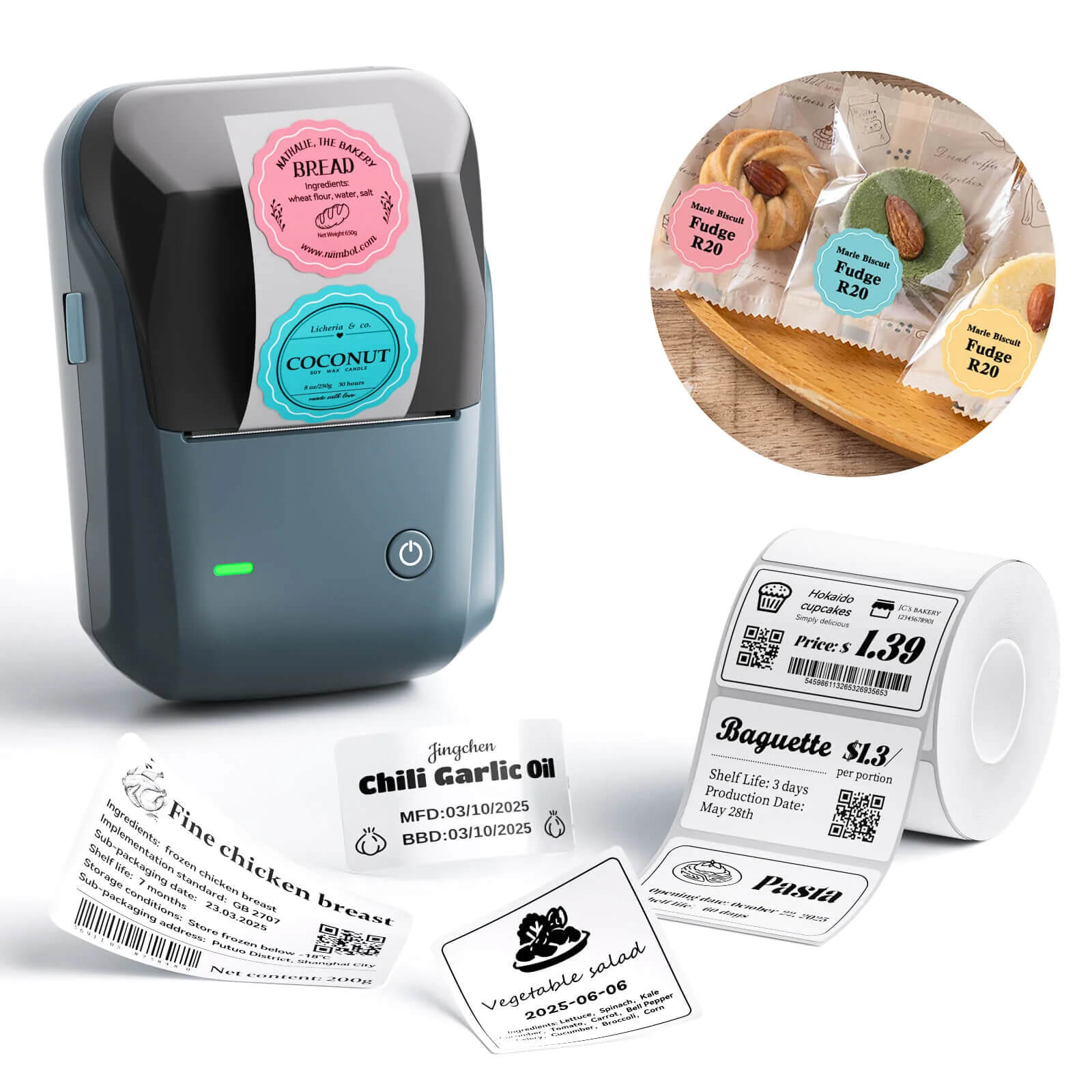 B1 Thermal Food label printer for Home, Business Support Android, iPhone, Windows