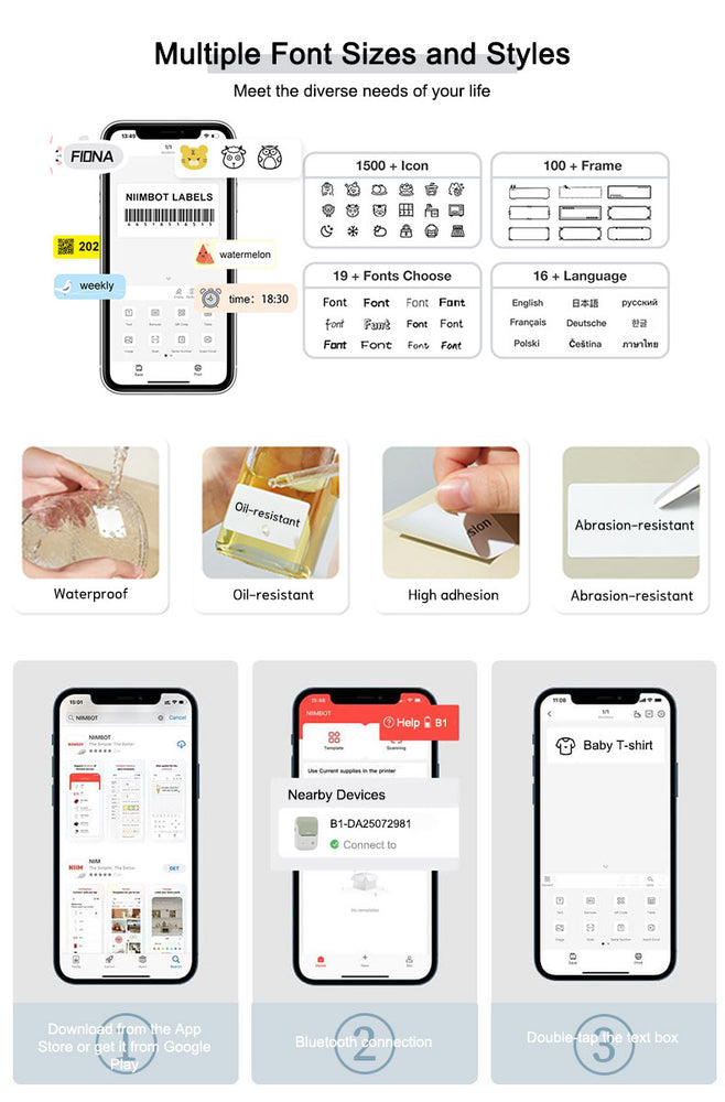 Quality product Niimbot B1 Label Printer Portable Handheld Thermal  Mini Barcode QR Code Sticker Sticky note Rolls Maker