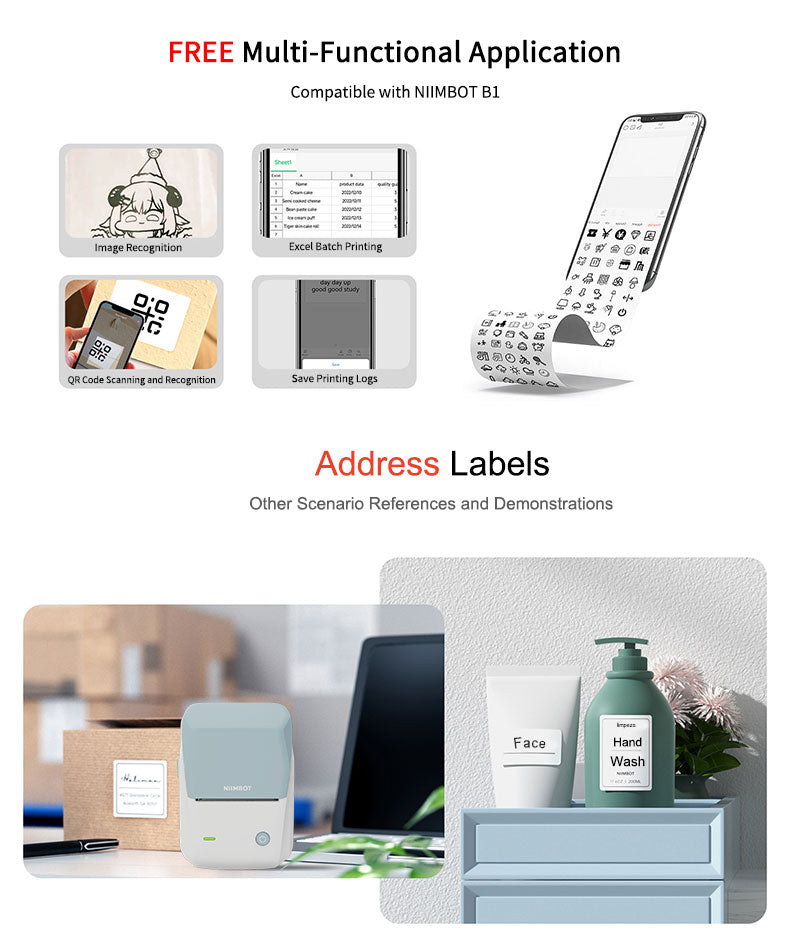 Quality product Niimbot B1 Label Printer Portable Handheld Thermal  Mini Barcode QR Code Sticker Sticky note Rolls Maker