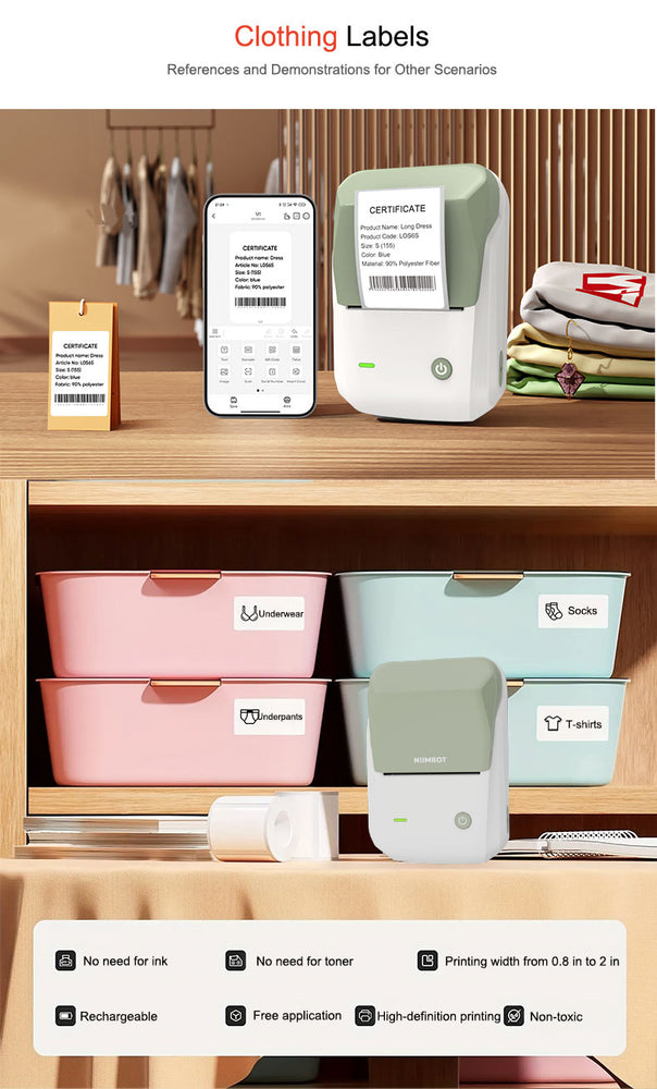 Quality product Niimbot B1 Label Printer Portable Handheld Thermal  Mini Barcode QR Code Sticker Sticky note Rolls Maker