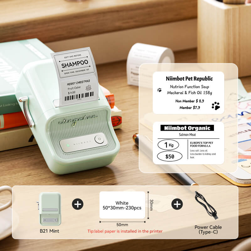 NIIMBOT B21 Bluetooth Thermal Kitchen Storage Labels Printer, Efficient for Home, Support PC&Phone