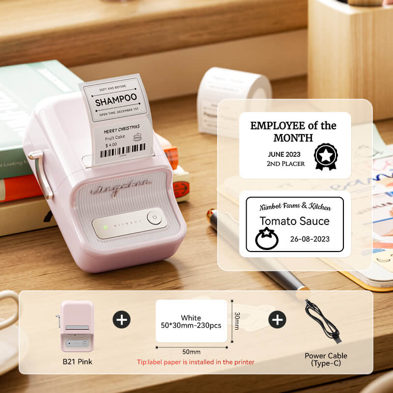 B21 Bluetooth Thermal Label Printer, Efficient for Home, Office, Business