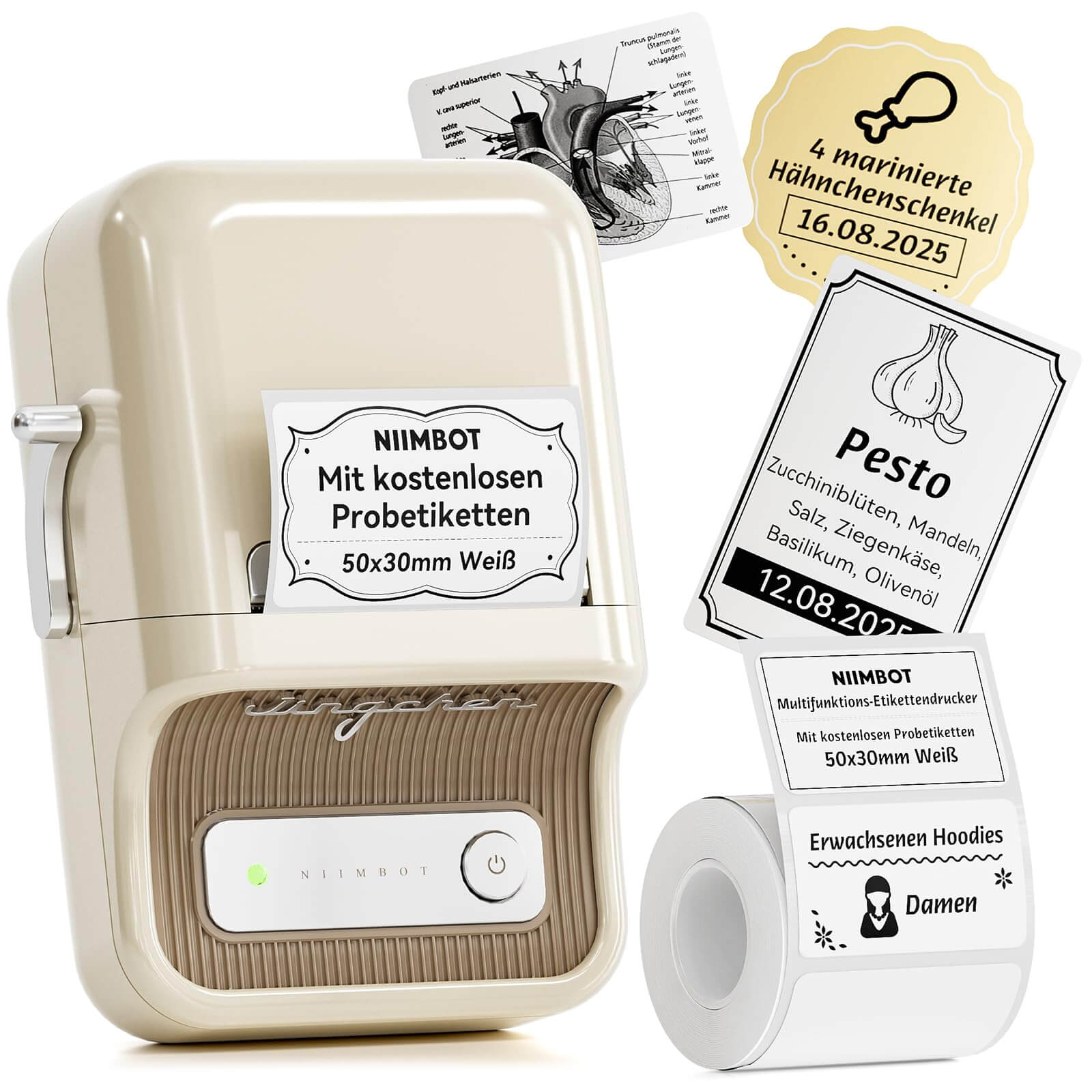 B21 Bluetooth Thermal Kitchen Storage Labels Printer, Efficient for Home, Support PC&Phone