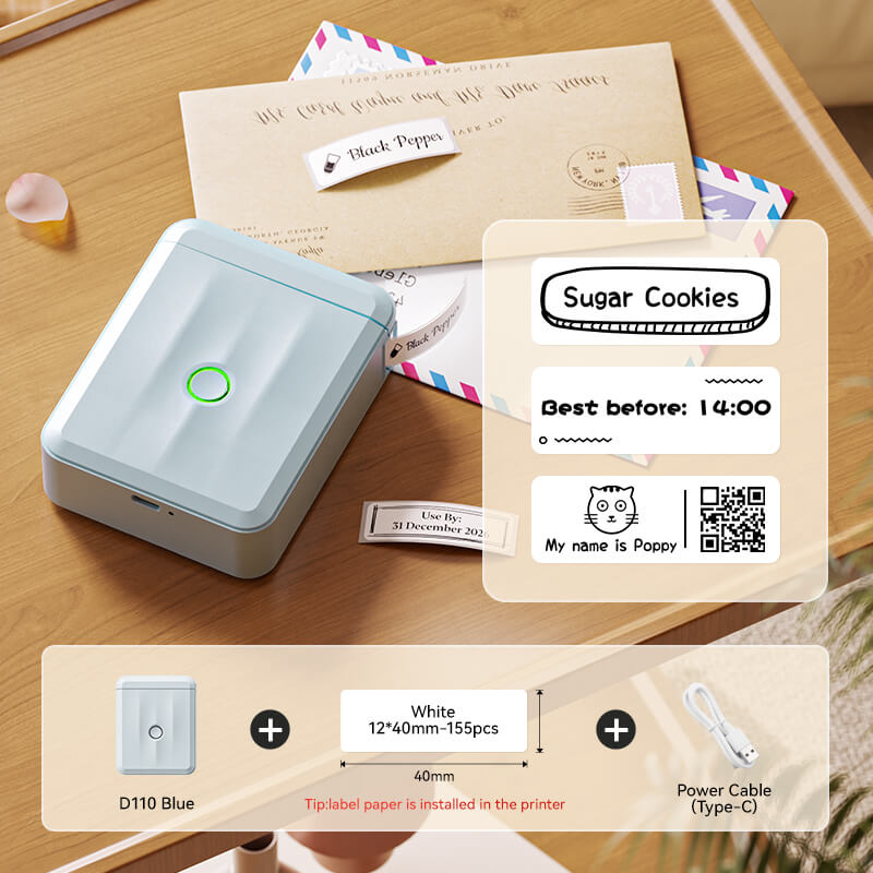 D110 Upgraded Thermal Switch Mini Label Maker Bluetooth for Office Home School