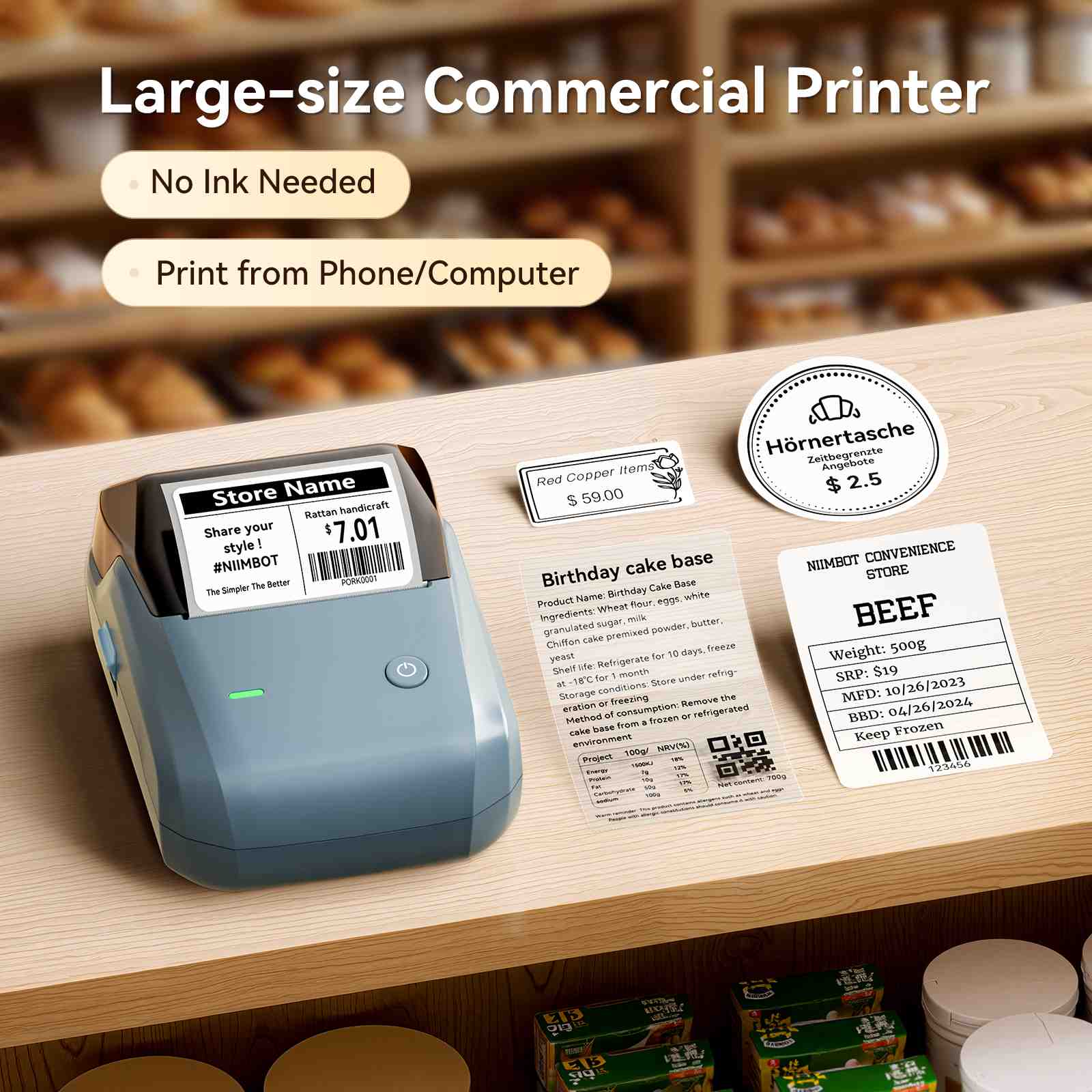 B1 Inkless Thermal Label Printer, Create Professional Business Labels with Ease
