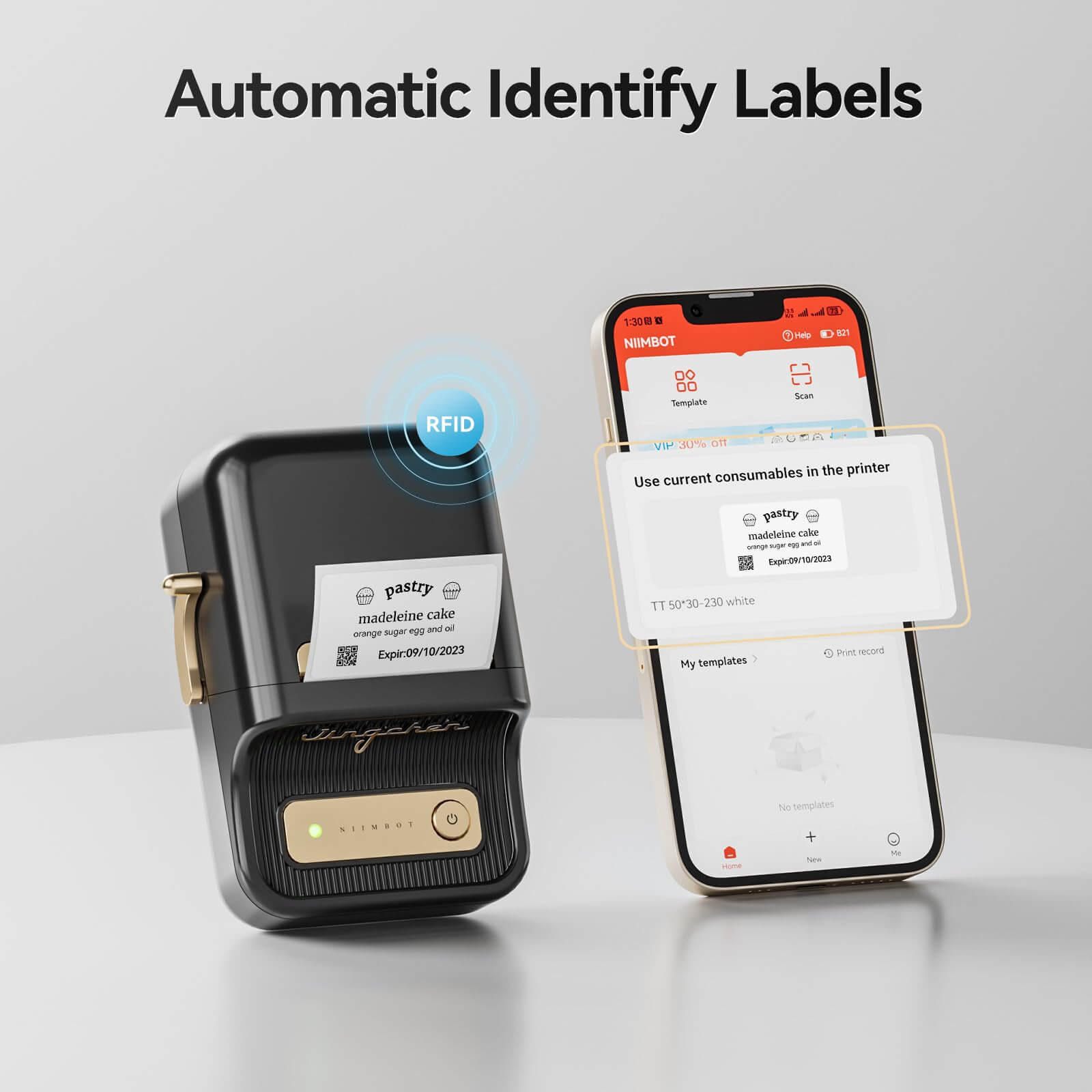 B21 Bluetooth Thermal Label Printer, Efficient for Home, Office, Business