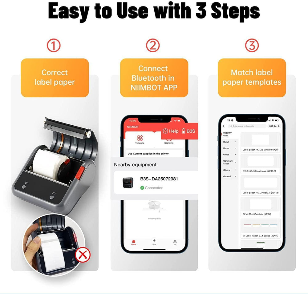 NIIMBOT B3S Label Printer with Tape - Streamline Your Labeling and Receipt Printing - NIIMBOT