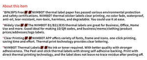 NIIMBOT B21/B1/B3S White Thermal Label Sticker Paper Printable 20-50mm