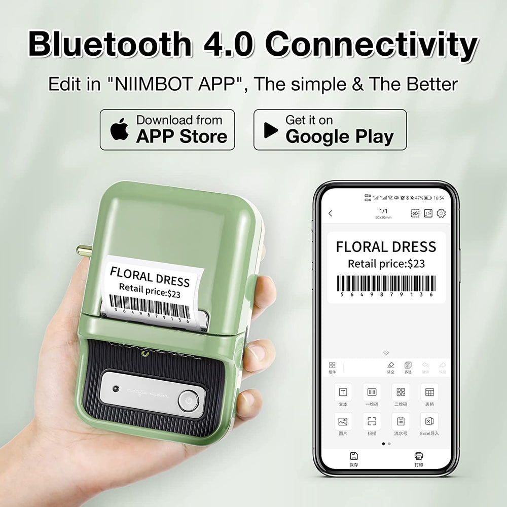 B21 Portable Bluetooth Label Maker Machine with 1 pack 50x30mm label